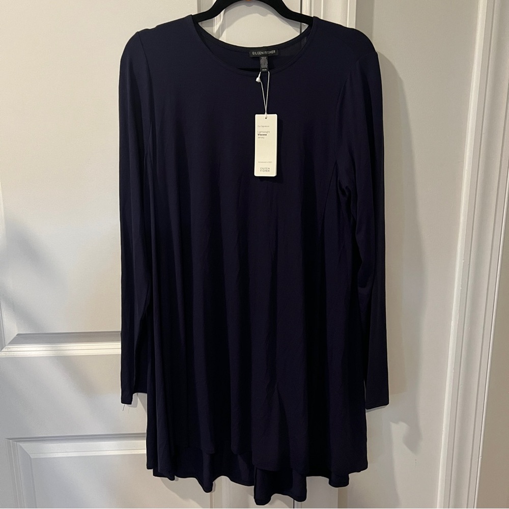 NWT EILEEN FISHER midnight round neck tunic top